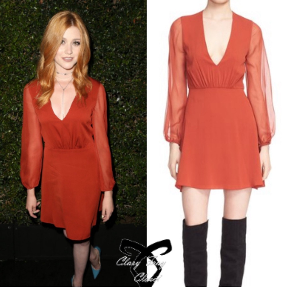 Alice + Olivia Silk Orange Red Dress Size 0 or 2